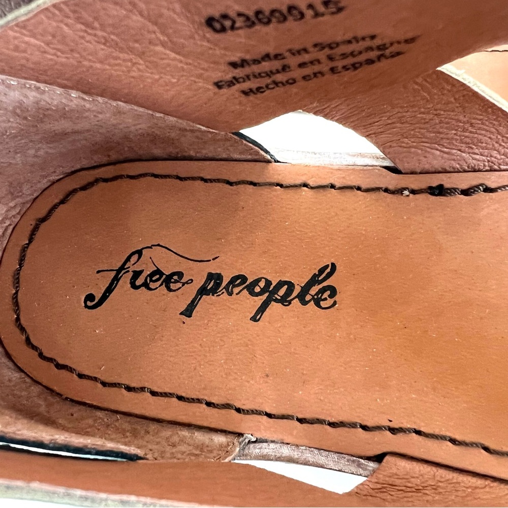 FREE PEOPLE Vale Blue Leather Ankle Buckle Strap Flat Boot Sandals Sz 41 NWOB - Picture 14 of 15